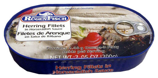 Herring (RugenFisch) in – 200g Horseradish Foods Parthenon Fillets Sauce