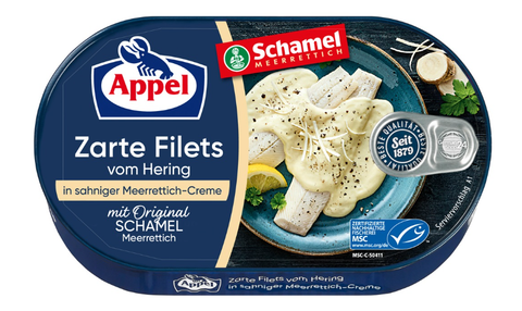 Herring Fillets in Sahne-Meerrettich-Creme (Appel) 200g - Parthenon Foods