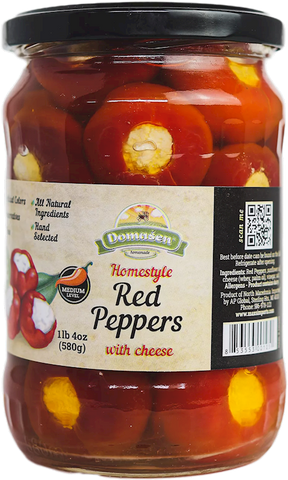 Red Peppers Stuffed with Cheese (Domasen) 580g - Parthenon Foods