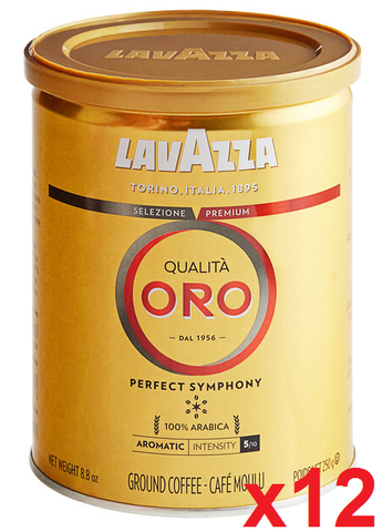 Ground Coffee 100 percent Arabica Qualita Oro (Lavazza), CASE 12x250g - Parthenon Foods