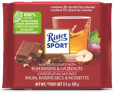 Ritter Sport Milk Chocolate with RUM, Raisins, and Hazelnuts 100g - Parthenon Foods