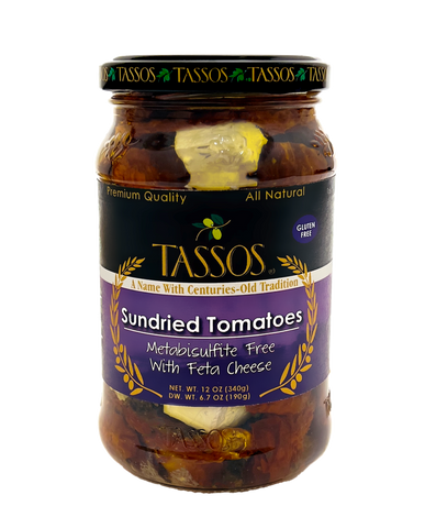 Sundried Tomatoes with Feta Cheese (Tassos) 12.6 oz - Parthenon Foods