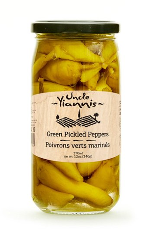 Green Pickled Peppers (Pepperoncini) (Uncle Yiannis) 12.5 fl oz (370 ml) - Parthenon Foods