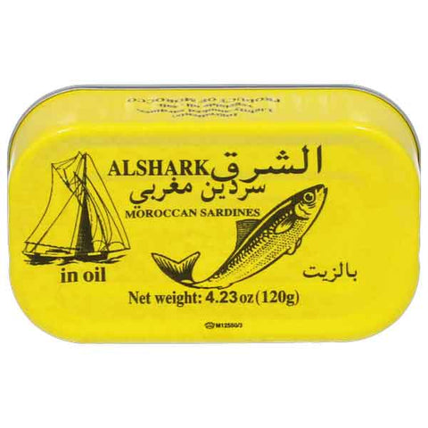 Moroccan Sardines in Oil, Lightly Smoked (ALSHARK) 4.23 oz 120g - Parthenon Foods