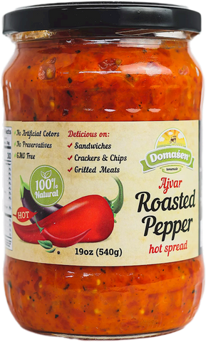 Domasen Ajvar, HOT Vegetable Spread, 19 oz - Parthenon Foods