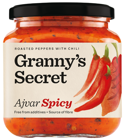 Granny's HOT Ayvar Roasted Red Pepper Spread 550g - Parthenon Foods