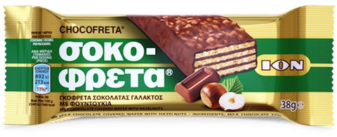 Chocofreta - Milk Chocolate Wafers With HAZELNUTS, 38g - Parthenon Foods