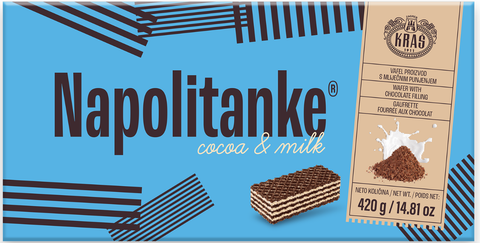 Napolitanke Cocoa & Milk Cream Wafers (Kras) 420 g - Parthenon Foods