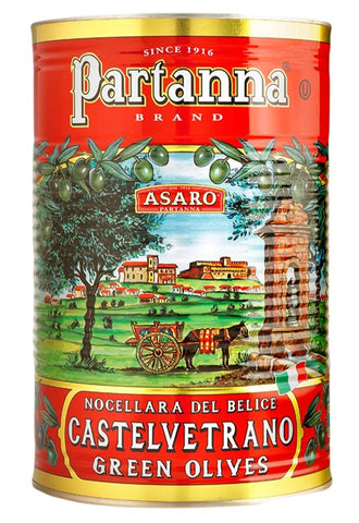Partanna Green Olives, Castelvetrano, 2.5kg (5.5 lb) Tin - Parthenon Foods
