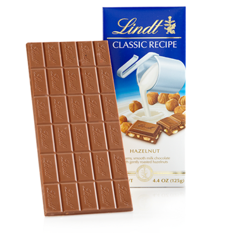 Lindt Milk Chocolate with Hazelnuts, 4.4oz(125g) - Parthenon Foods