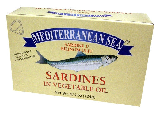 Sardines in Vegetable Oil Mediterranean Sea 124g Parthenon Foods